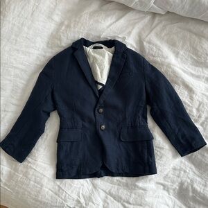 H&M Dark Blue Blazer Linen Cotton Blend